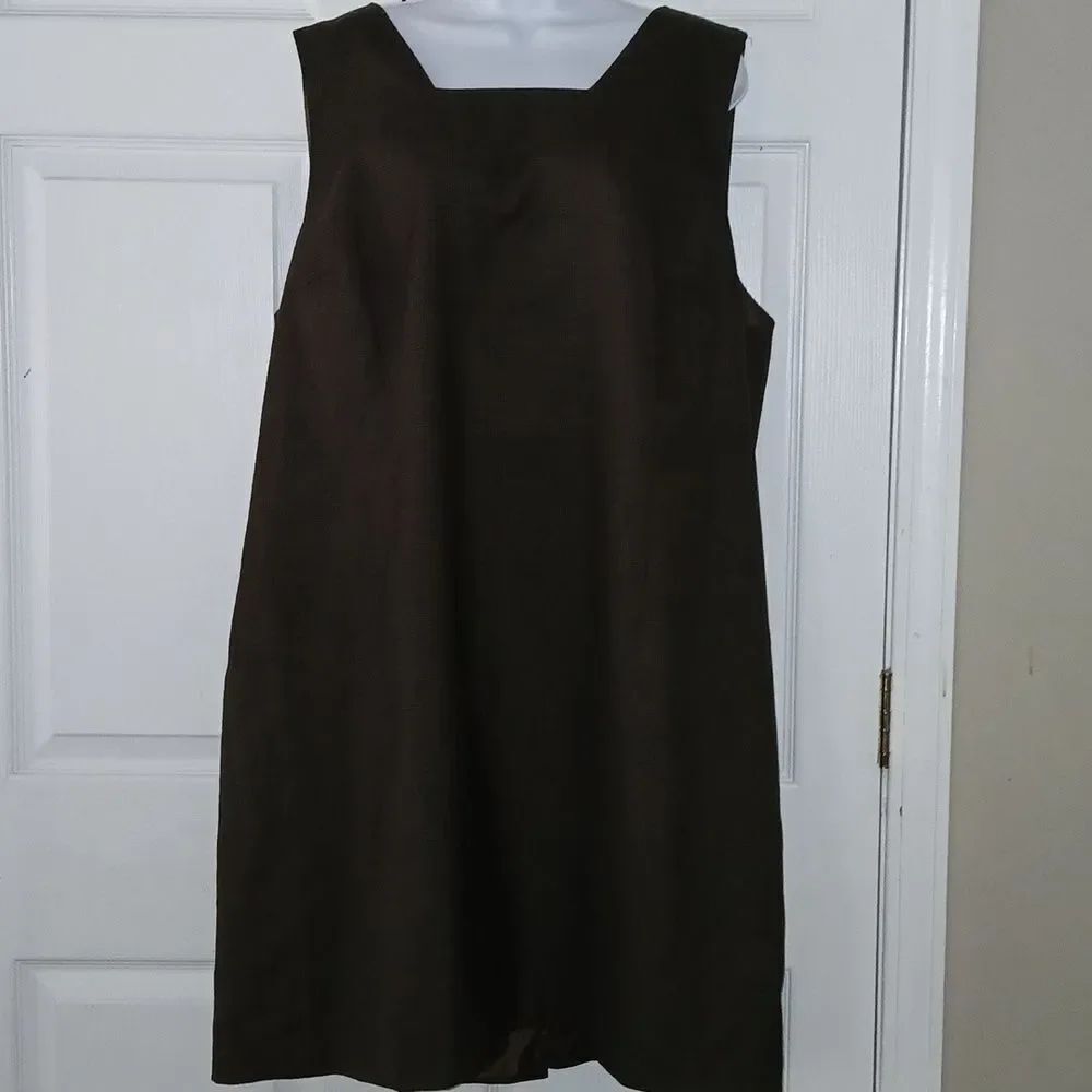 Venezia brown black blockโpattern sleeveless dress Sz 24 NWT